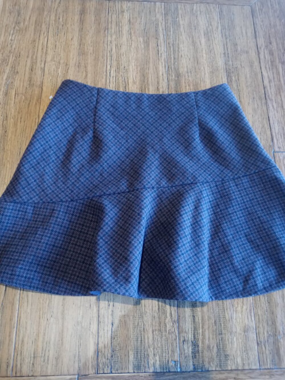 UNIQLO flare skort wool blend in dark brown checked (XS) - Picture 14 of 16